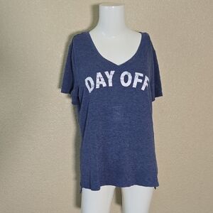Women's Blue 'Day Off' V-Neck Top